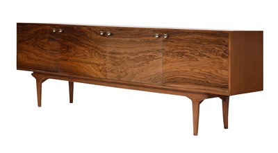 Lot 414 - Maple & Co - 1960s teak and rosewood-veneered sideboard