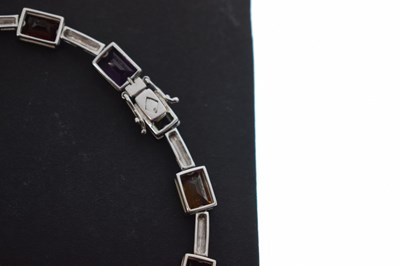 Lot 57 - Multi-gem set 18ct white gold necklace