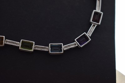 Lot 57 - Multi-gem set 18ct white gold necklace