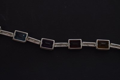 Lot 57 - Multi-gem set 18ct white gold necklace