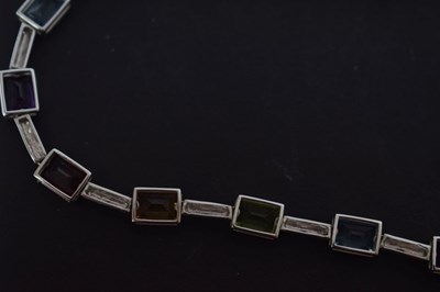 Lot 57 - Multi-gem set 18ct white gold necklace