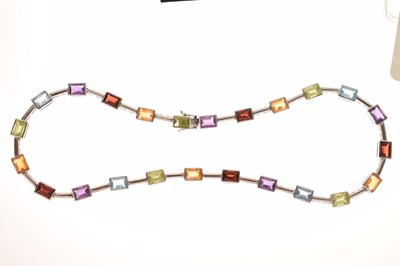 Lot 57 - Multi-gem set 18ct white gold necklace