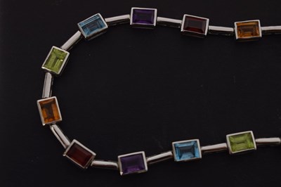 Lot 57 - Multi-gem set 18ct white gold necklace
