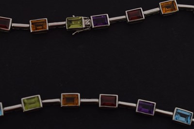 Lot 57 - Multi-gem set 18ct white gold necklace