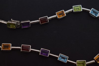 Lot 57 - Multi-gem set 18ct white gold necklace