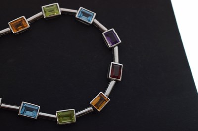 Lot 57 - Multi-gem set 18ct white gold necklace