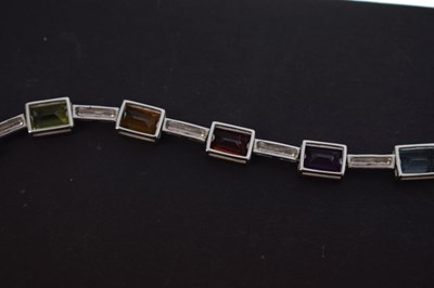 Lot 57 - Multi-gem set 18ct white gold necklace