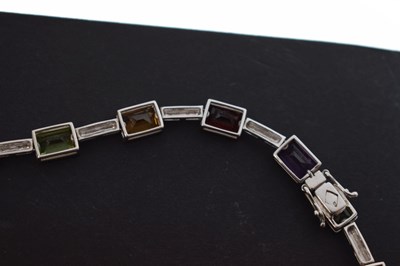 Lot 57 - Multi-gem set 18ct white gold necklace