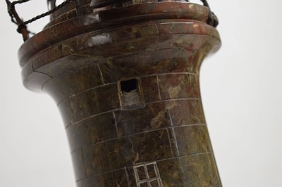 Lot 164 - Large early 20th century turned and polished serpentine model of a lighthouse