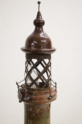 Lot 164 - Large early 20th century turned and polished serpentine model of a lighthouse