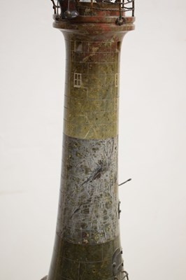 Lot 164 - Large early 20th century turned and polished serpentine model of a lighthouse