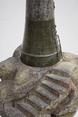 Lot 164 - Large early 20th century turned and polished serpentine model of a lighthouse