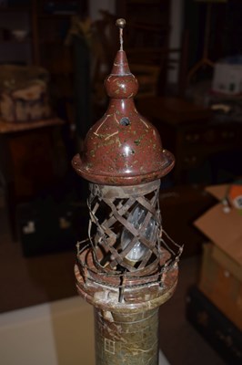 Lot 164 - Large early 20th century turned and polished serpentine model of a lighthouse