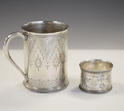 Lot 194 - Victorian silver mug and napkin ring