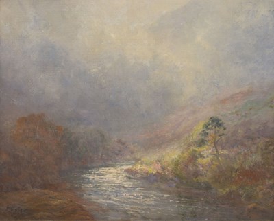 Lot 518 - John Falconer Slater (British, 1857-1937) - Oil on board - Bend in the River