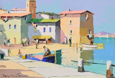 Lot 357 - Cecil Rochfort D'Oyly John (British, 1906-1993) - Oil on canvas - 'St. Tropez, French Riviera'