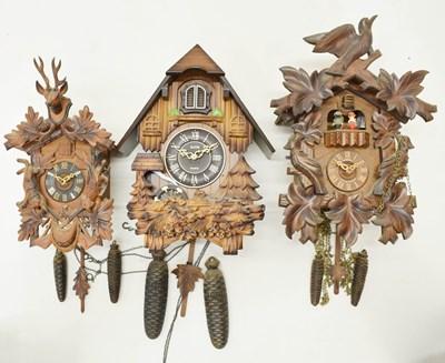 Lot 590 - Group of three assorted cuckoo clocks