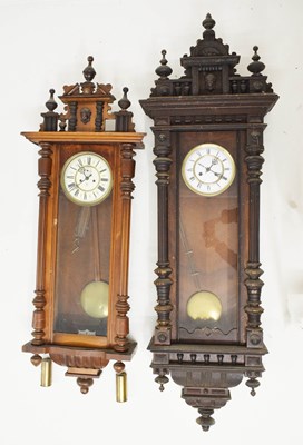 Lot 589 - Gustav Becker two-weight Vienna wall clock plus large spring-driven Vienna (2)