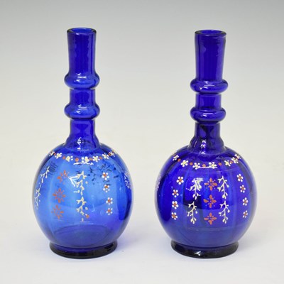 Lot 365 - Pair of Bohemian style cobalt blue glass vases