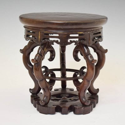 Lot 436 - Chinese carved hardwood vase stand