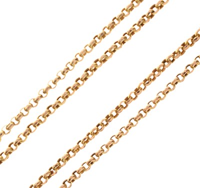 Lot 46 - Victorian 9ct gold long guard chain