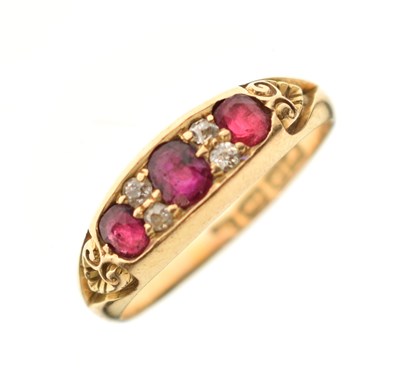 Lot 12 - Victorian ruby, garnet-topped doublet and diamond 18ct gold ring