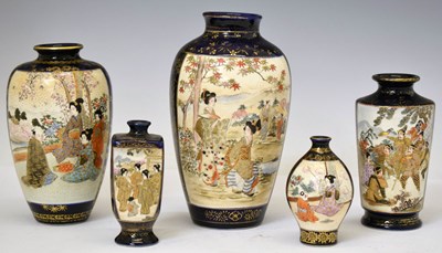 Lot 440 - Group of five Japanese Satsuma vases