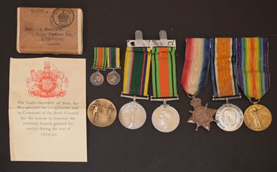 Lot 234 - British First World War medal trio to Gunner A.E. Salmon, Royal Fleet Auxiliary, etc