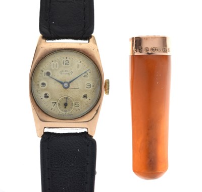 Lot 127 - Shield - Gentleman's 1940s 9ct gold cased wristwatch