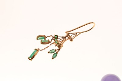 Lot 77 - Lavender jade and ruby 9ct gold pendant and another, etc
