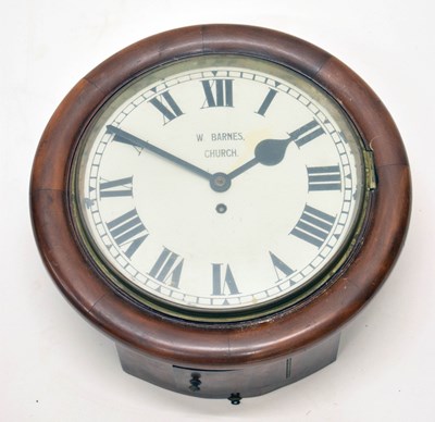 Lot 584 - Early 20th century mahogany framed single fusee circular wall clock, W. Barnes