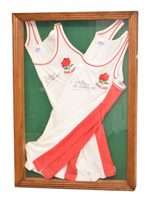 Lot 319 - Athletics Interest - Two signed Fatima Whitbread England vests