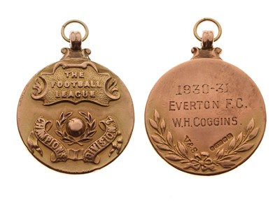 Lot Football League 1930-31 Division Two Championship medal awarded to William 'Billy' Coggin of Everton