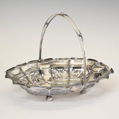 Lot 169 - Edward VII silver basket having swing handled and pierced decoration