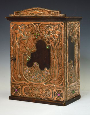 Lot 172 - Art Nouveau influence copper mounted cabinet