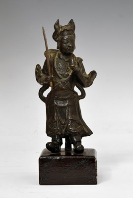 Lot 252 - Chinese patinated bronze figure of a warrior or official