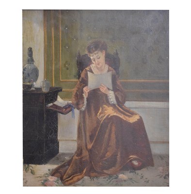 Lot 565 - French School, circa 1900 - Oil on canvas - The Love Letter