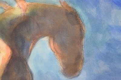 Lot 388 - Lin Jammet (British, 1958-2017) - Gouache - 'Man & Horse II'