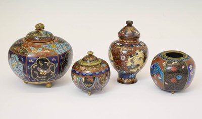 Lot 446 - Four Japanese cloisonné enamel pots