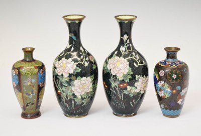 Lot 447 - Four Japanese cloisonné enamel vases