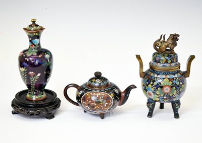 Lot 448 - Three items of cloisonné enamel