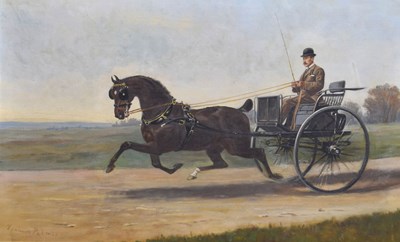 Lot James Lynwood Palmer (British, 1868-1941) - Oil on canvas - English gentleman in horse and trap