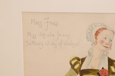 Lot 559 - Alan Barlow (1926-2005) - Three watercolours - Cast and costumes for 'The Merry Wives of Windsor'