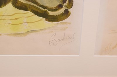 Lot 559 - Alan Barlow (1926-2005) - Three watercolours - Cast and costumes for 'The Merry Wives of Windsor'