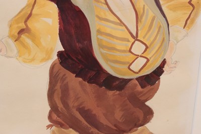 Lot 559 - Alan Barlow (1926-2005) - Three watercolours - Cast and costumes for 'The Merry Wives of Windsor'