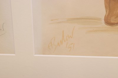Lot 559 - Alan Barlow (1926-2005) - Three watercolours - Cast and costumes for 'The Merry Wives of Windsor'