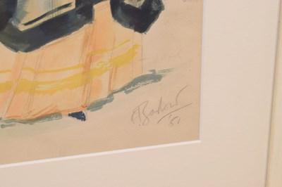 Lot 559 - Alan Barlow (1926-2005) - Three watercolours - Cast and costumes for 'The Merry Wives of Windsor'