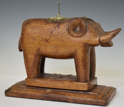 Lot 291 - Small West African (Fante, Ghana) carved hardwood figure of an elephant