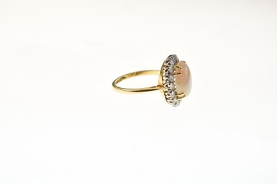 Lot 28 - Opal and diamond 18ct gold cluster ring