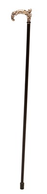 Lot 170 - Ebony walking cane, of recent manufacture, with an 'Arabian Nights' silver handle